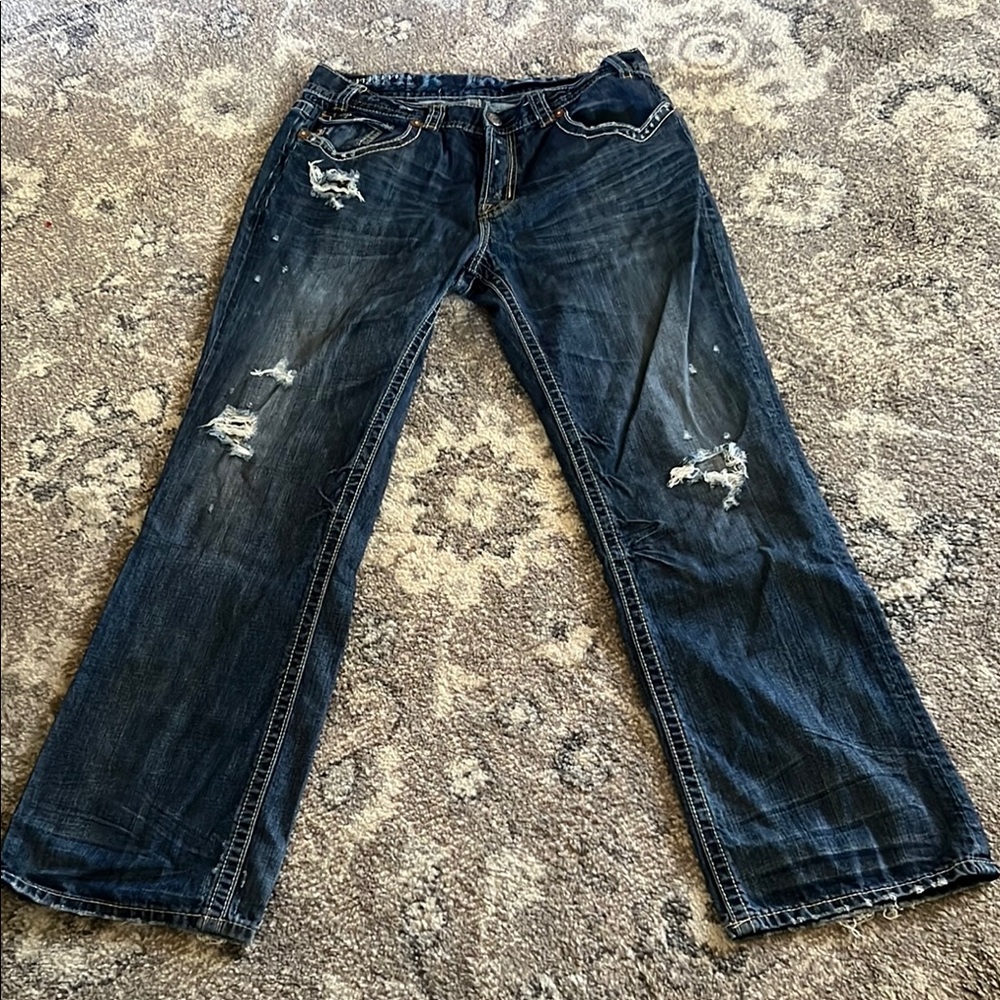 Men's Straight Jeans - Blue - Picture 3 of 6